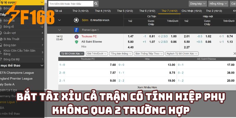 Bắt tài xỉu cả trận có tính hiệp phụ không qua 2 trường hợp